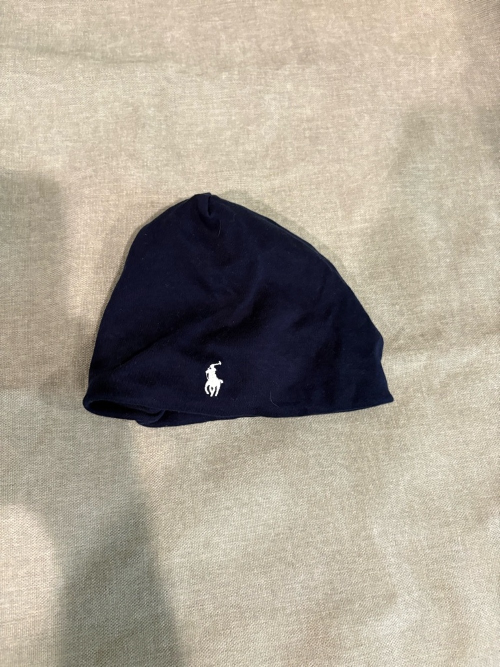Ralph Lauren Navy Knit Beanie with White Pony